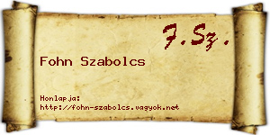 Fohn Szabolcs névjegykártya